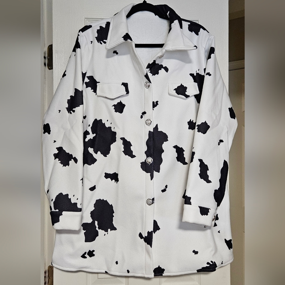 Western Black and White Cow Print Jacket Women's 2XL